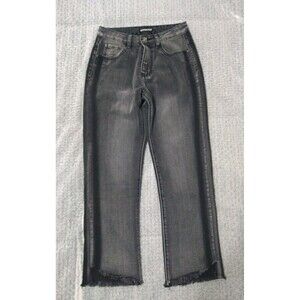 Momokrom Distressed Black Freyed Cropped Jeans Size Uk 6 /Us 2 Grunge Skater